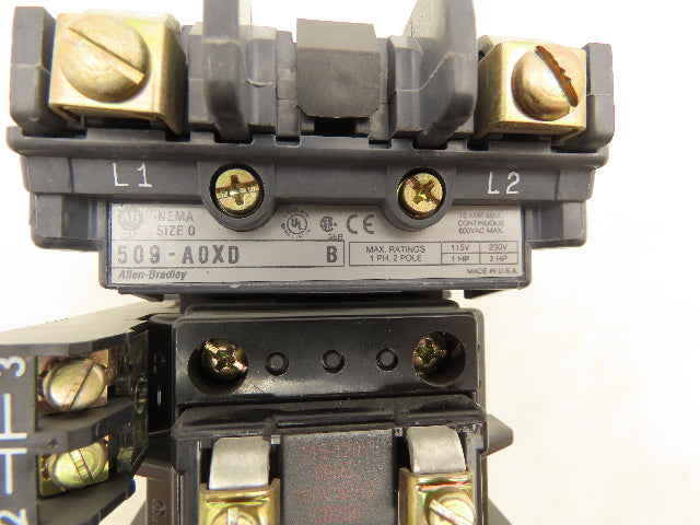 Allen Bradley 509-AOXD Starter Non Reversing 120V Coil 600VAC 18A 1HP Ser.B