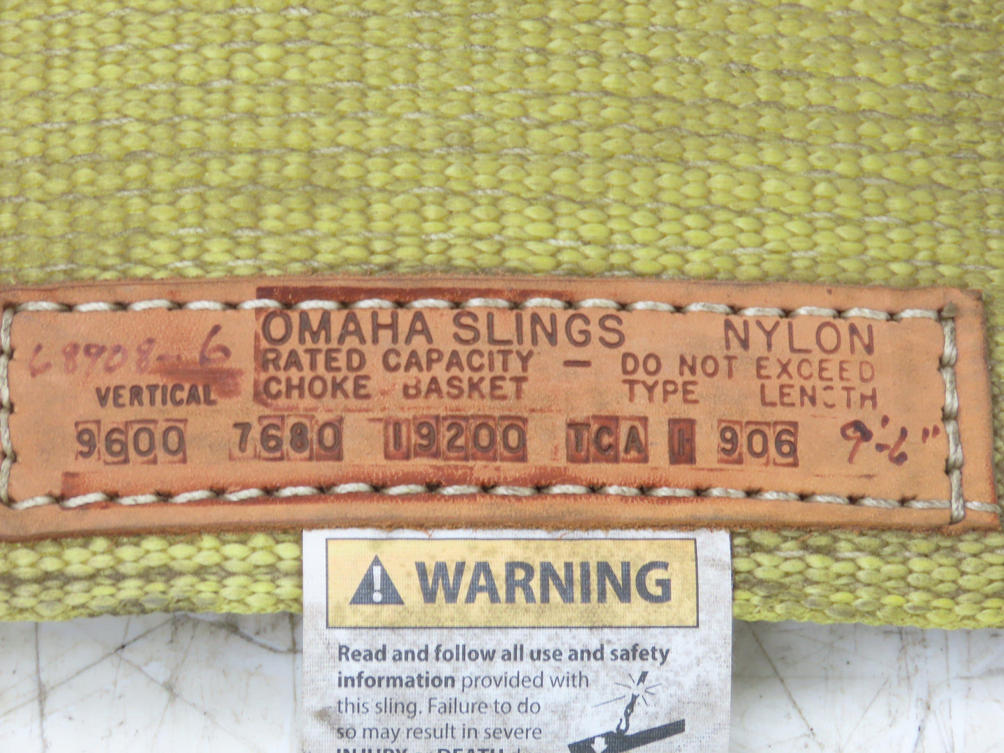 Omaha 6" Nylon Triangle Choker Lifting Sling 7680-19200Lbs 9' 6"L
