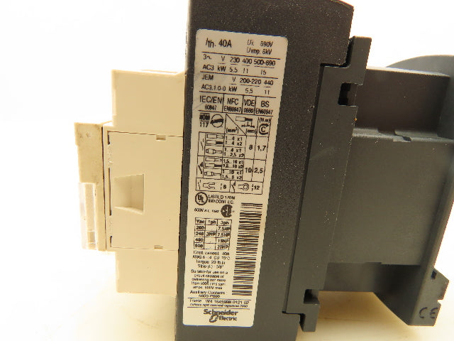 Schneider LC1D256 Contactor 24V Coil 600V 40A 20HP 3PH