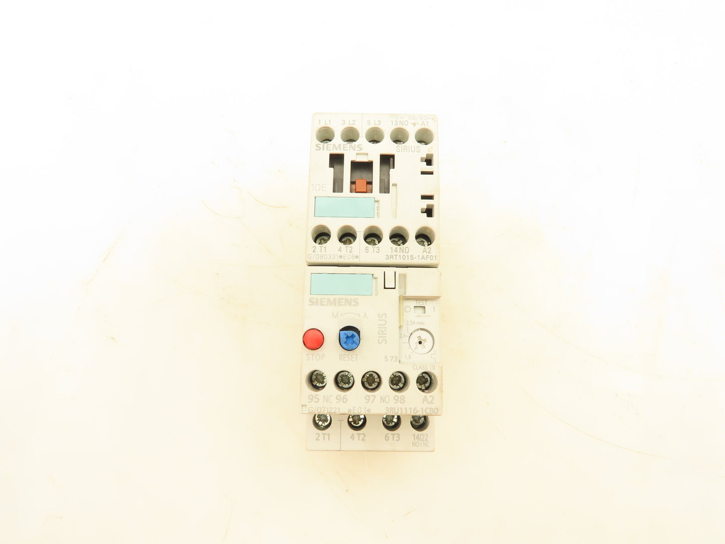 Siemens 3RT1015-1AF01 Contactor 110VAC 7A 3 Pole 1NO With Relay 1.8-2.5A 600V