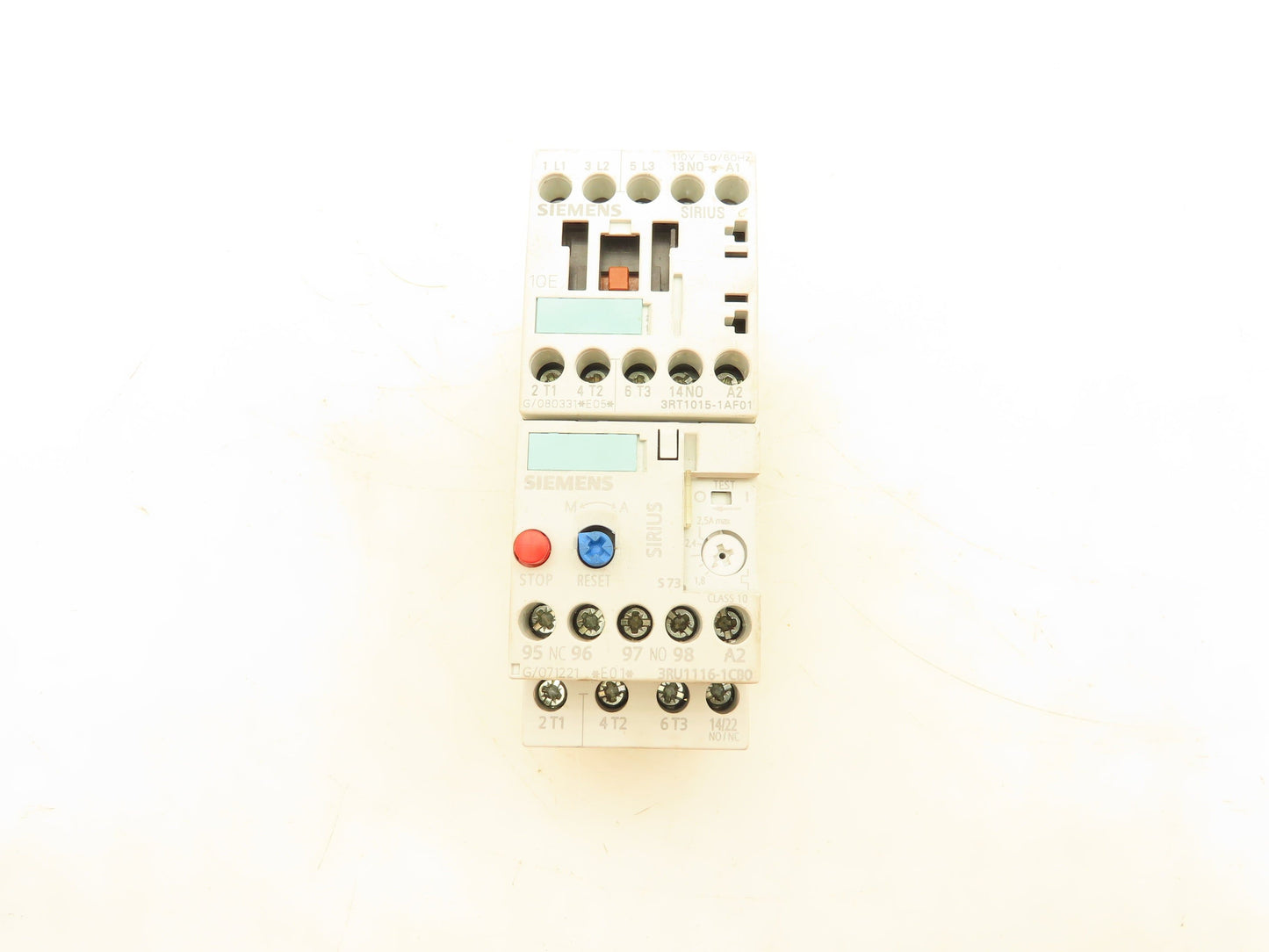 Siemens 3RT1015-1AF01 Contactor 110VAC 7A 3 Pole 1NO With Relay 1.8-2.5A 600V
