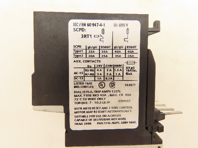Siemens 3RU1116-1KB0 Overload Relay Motor Protection 9-12A 690V 1NO 1NC