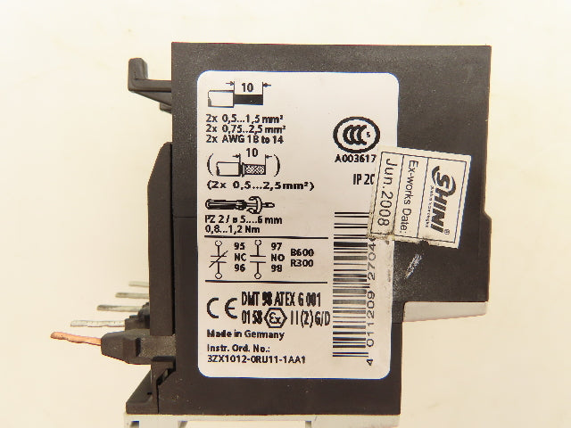 Siemens 3RU1116-1KB0 Overload Relay Motor Protection 9-12A 690V 1NO 1NC