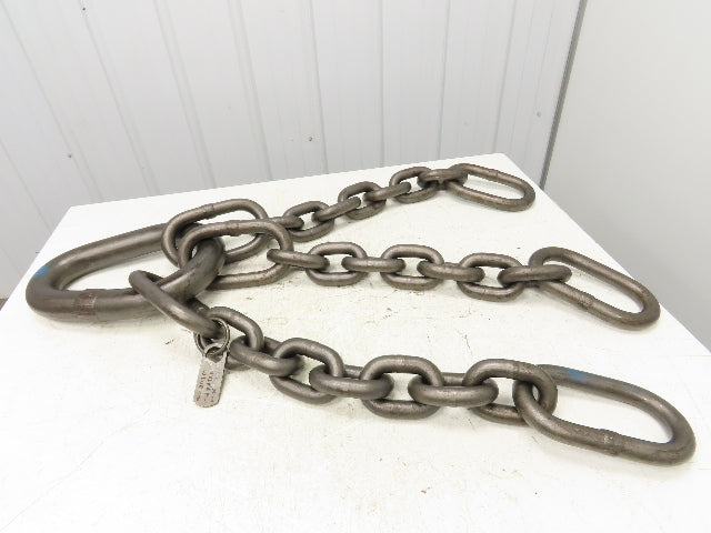 62T Sz 1 Grade 8 Steel 3-Leg Chain Lifting Rigging Sling 3' 10" Reach WLL 124700