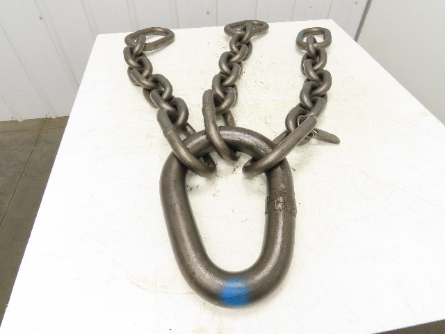 62T Sz 1 Grade 8 Steel 3-Leg Chain Lifting Rigging Sling 3' 10" Reach WLL 124700