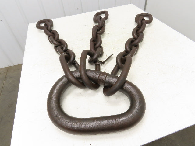62T Sz 1 Grade 8 Steel 3-Leg Chain Lifting Rigging Sling 3' 10" Reach WLL 124700