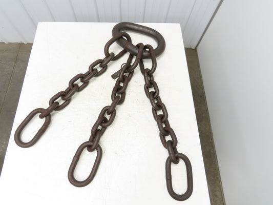 62T Sz 1 Grade 8 Steel 3-Leg Chain Lifting Rigging Sling 3' 10" Reach WLL 124700
