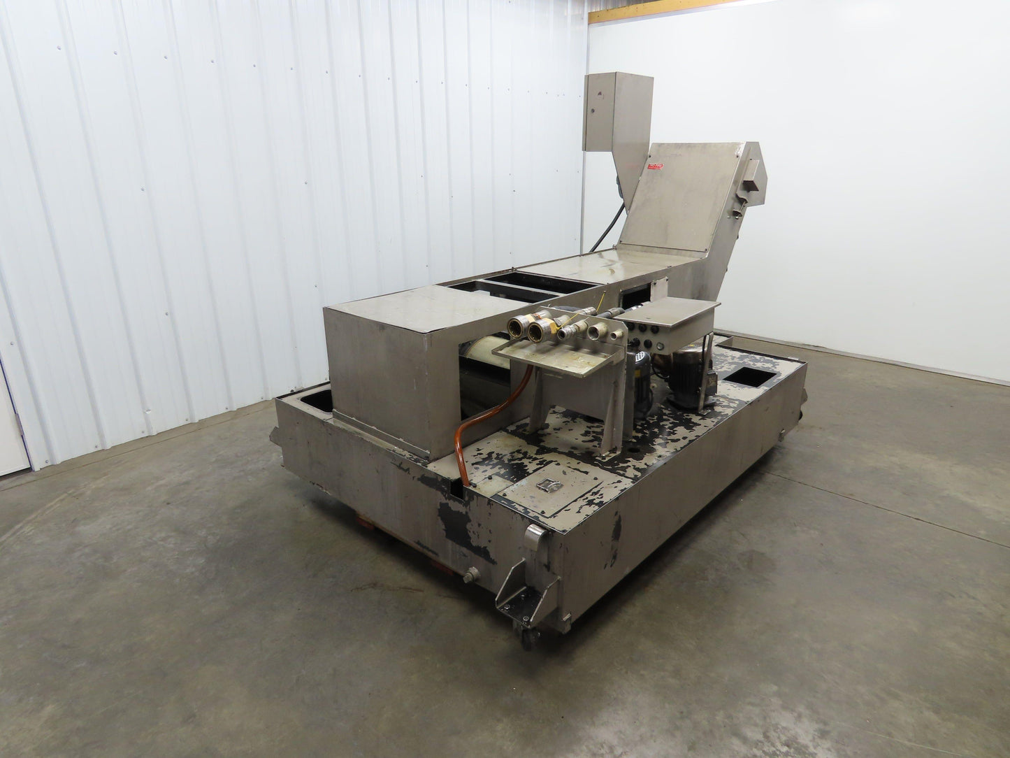 Syst Scraper Belt Chip Conveyor Coolant Recovery 3-Pump Filtration Tank