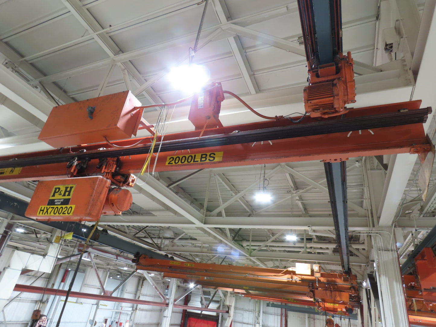 P&H 1 Ton Single Girder Underhung Bridge Crane 28' Span