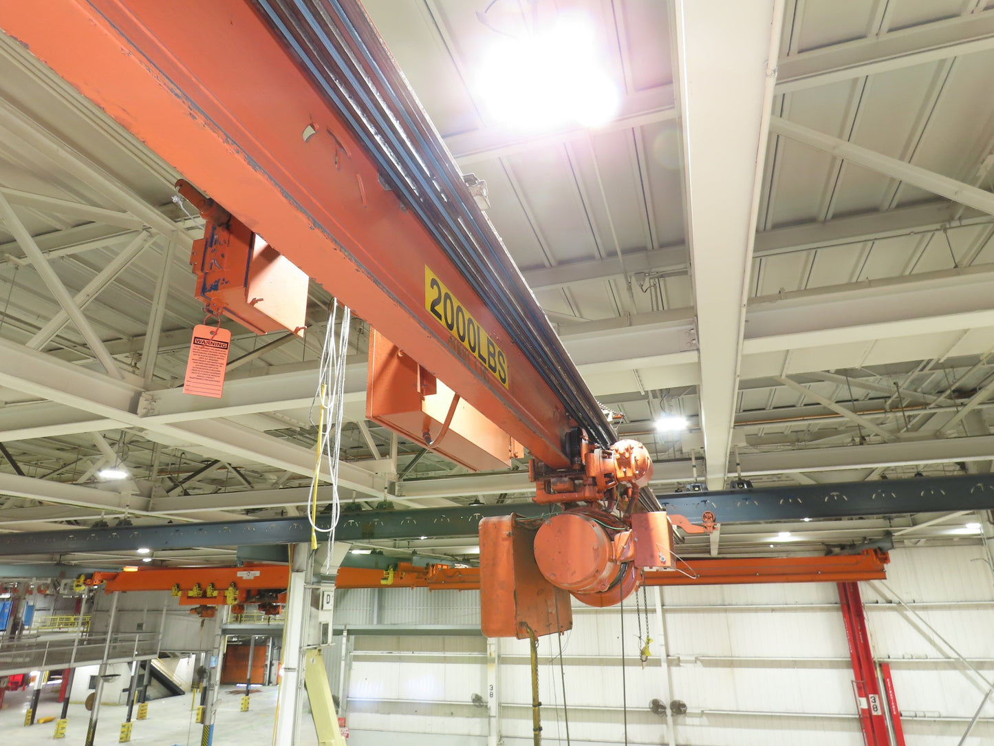 P&H 1 Ton Single Girder Underhung Bridge Crane 28' Span