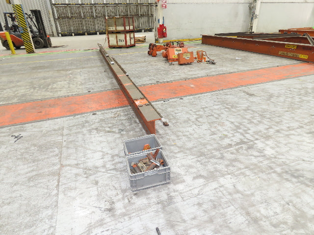 Cleveland Tramrail P&H 1 Ton Single Girder Underhung Bridge Crane 28' Span
