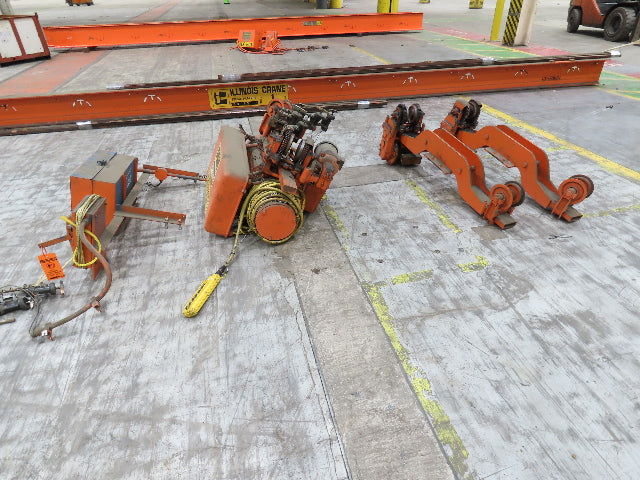Cleveland Tramrail P&H 1 Ton Single Girder Underhung Bridge Crane 28' Span