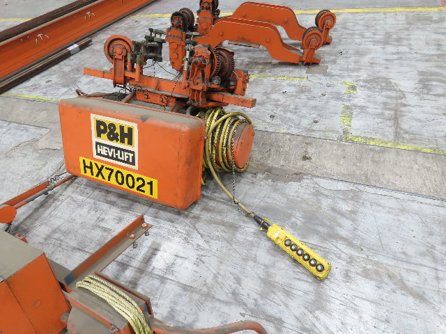 Cleveland Tramrail P&H 1 Ton Single Girder Underhung Bridge Crane 28' Span