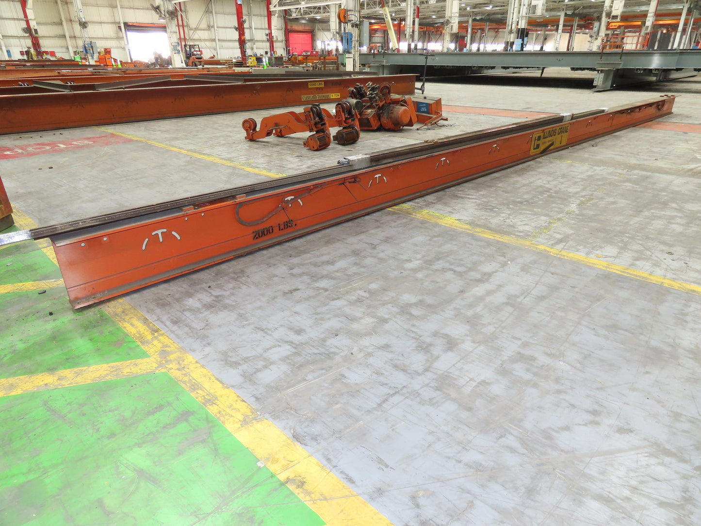 Cleveland Tramrail P&H 1 Ton Single Girder Underhung Bridge Crane 28' Span