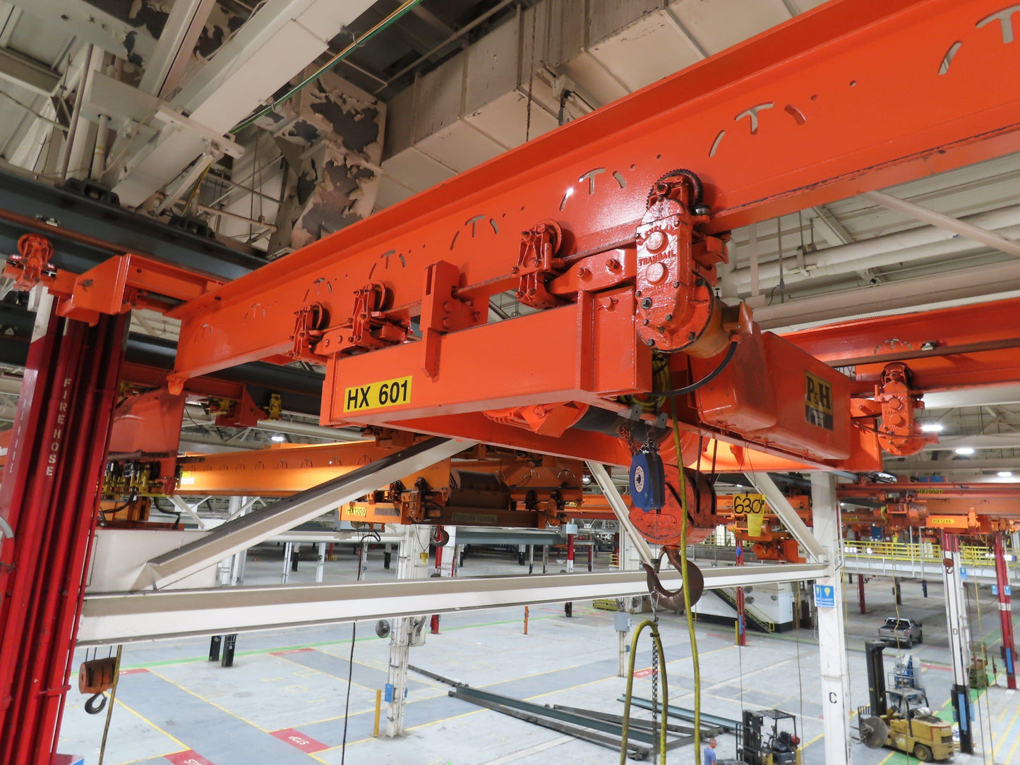 Cleveland Tramrail P&H 7.5 Ton Double Girder Bridge Crane 28' Span w/Remote