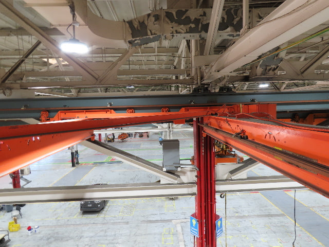 Cleveland Tramrail P&H 7.5 Ton Double Girder Bridge Crane 28' Span w/Remote