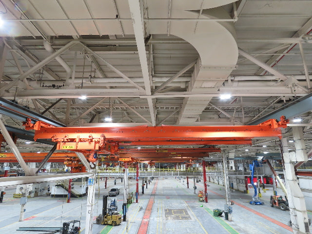 Cleveland Tramrail P&H 7.5 Ton Double Girder Bridge Crane 28' Span w/Remote