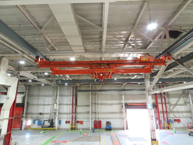Cleveland Tramrail P&H 7.5 Ton Double Girder Bridge Crane 28' Span w/Remote