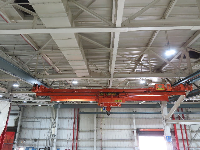 Cleveland Tramrail P&H 7.5 Ton Double Girder Bridge Crane 28' Span w/Remote
