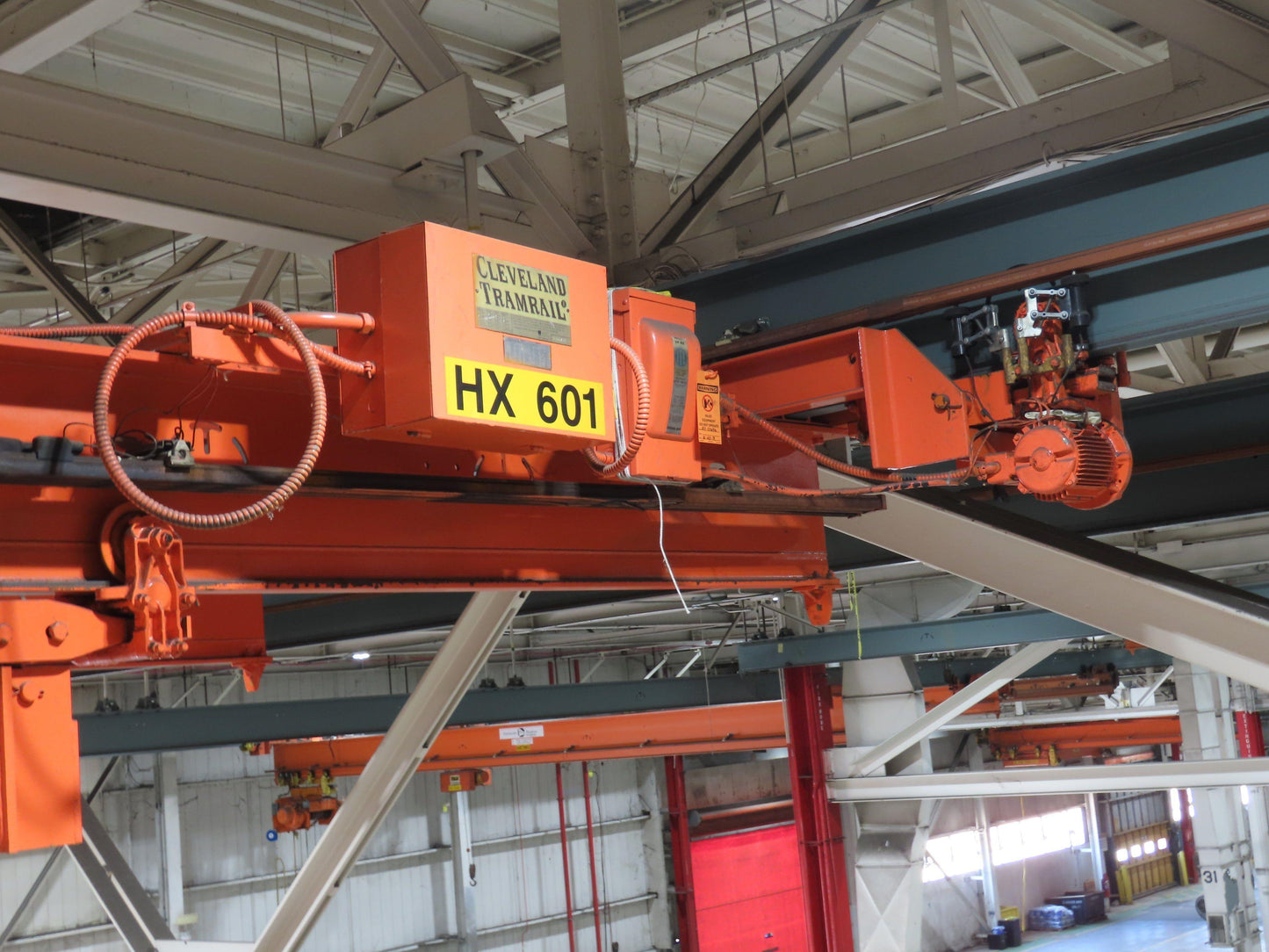 Cleveland Tramrail P&H 7.5 Ton Double Girder Bridge Crane 28' Span w/Remote