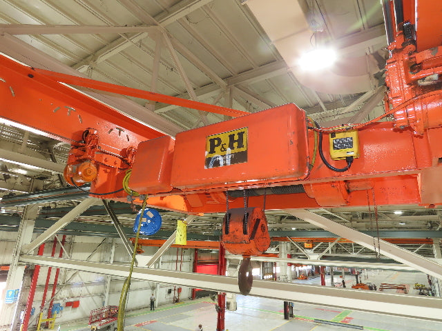 Cleveland Tramrail P&H 7.5 Ton Double Girder Bridge Crane 28' Span w/Remote