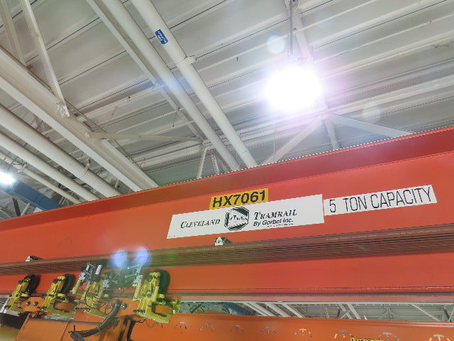 Cleveland Tramrail P&H 5 Ton Single Girder Underhung Bridge Crane 45' 10" Span