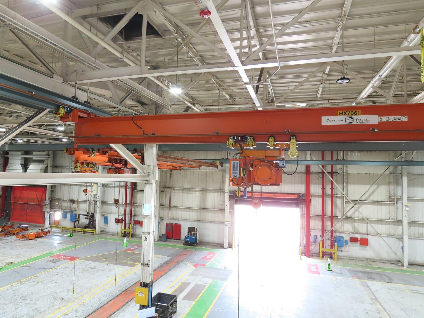 Cleveland Tramrail P&H 5 Ton Single Girder Underhung Bridge Crane 45' 10" Span