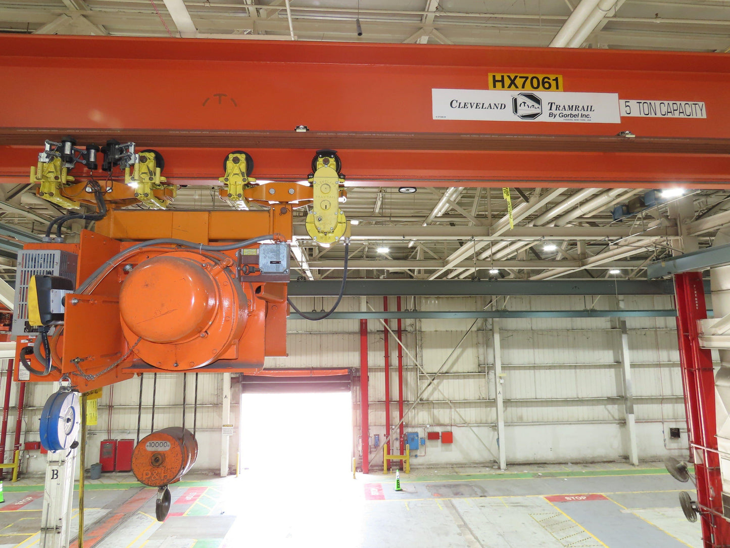 Cleveland Tramrail P&H 5 Ton Single Girder Underhung Bridge Crane 45' 10" Span