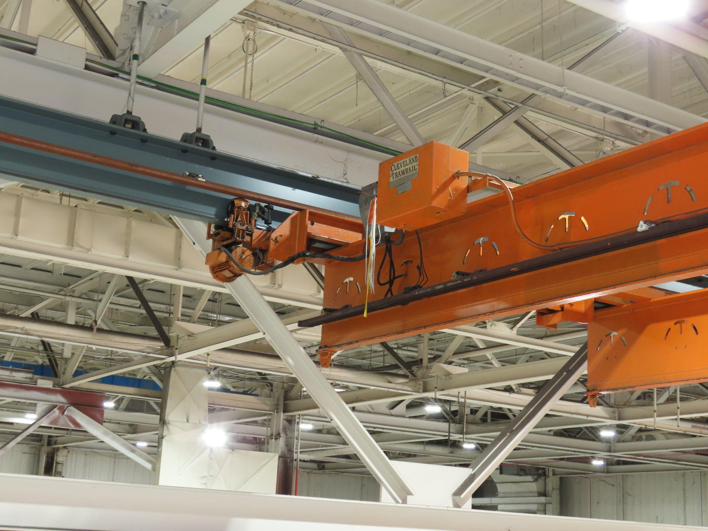 Cleveland Tramrail P&H 7.5 Ton Double Girder Underhung Bridge Crane 45' 10" Span