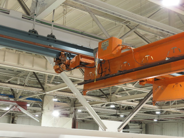 Cleveland Tramrail P&H 7.5 Ton Double Girder Underhung Bridge Crane 45' 10" Span