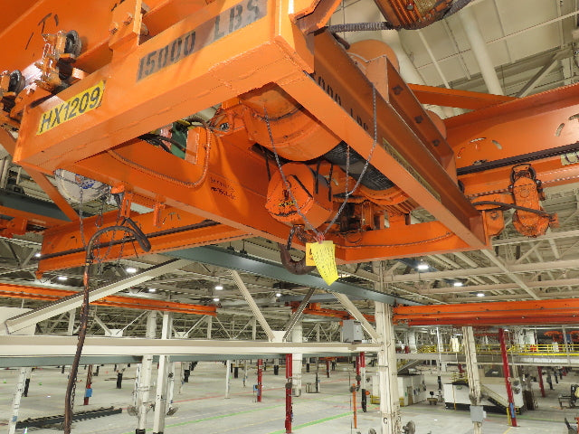 Cleveland Tramrail P&H 7.5 Ton Double Girder Underhung Bridge Crane 45' 10" Span