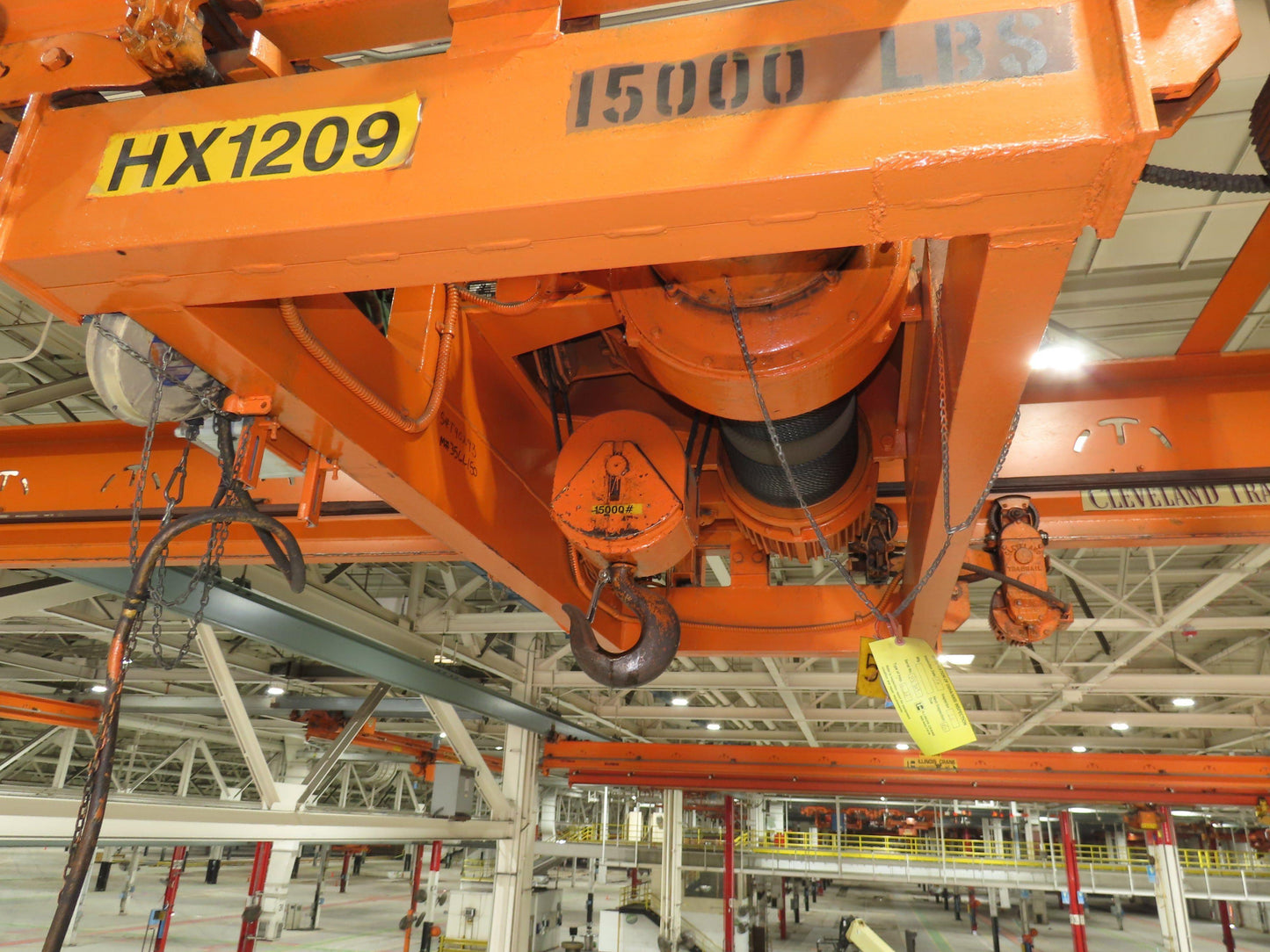 Cleveland Tramrail P&H 7.5 Ton Double Girder Underhung Bridge Crane 45' 10" Span