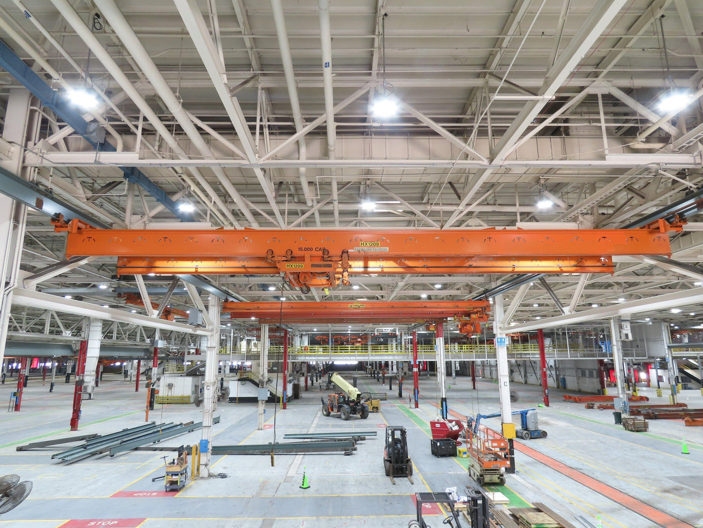 Cleveland Tramrail P&H 7.5 Ton Double Girder Underhung Bridge Crane 45' 10" Span