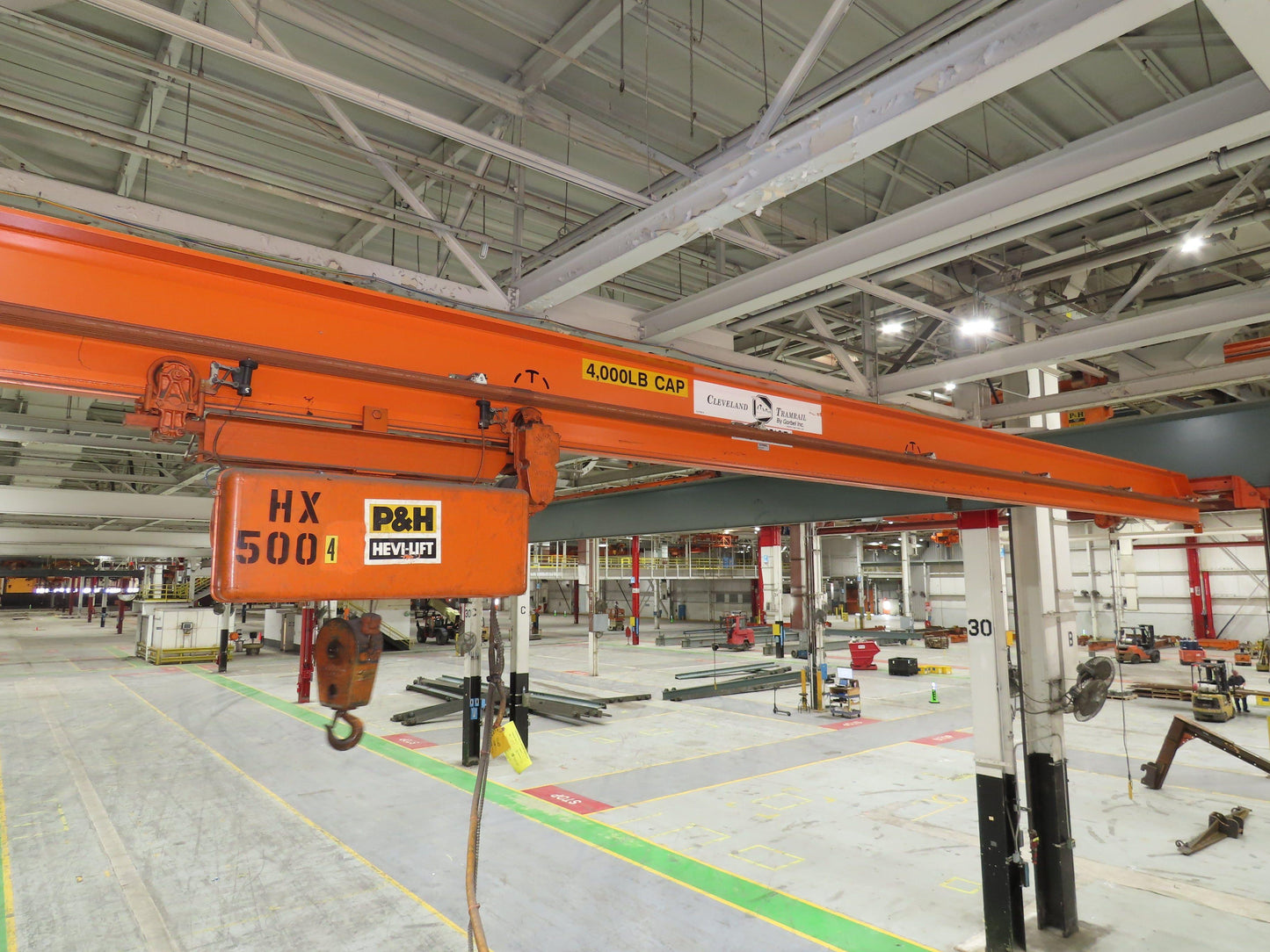 Cleveland Tramrail P&H 2 Ton Single Girder Underhung Bridge Crane 45' 10" Span