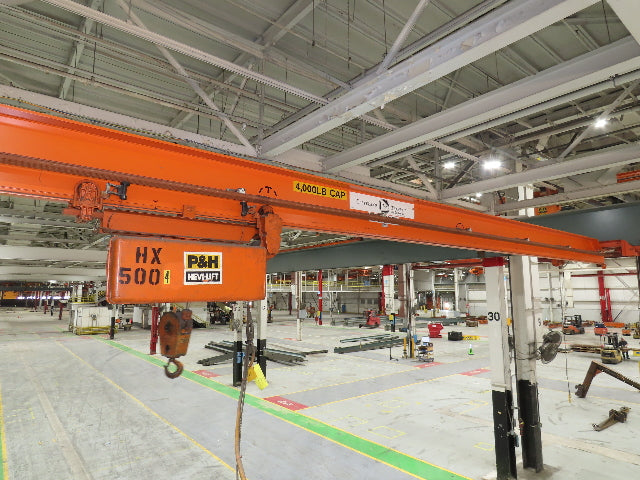Cleveland Tramrail P&H 2 Ton Single Girder Underhung Bridge Crane 45' 10" Span