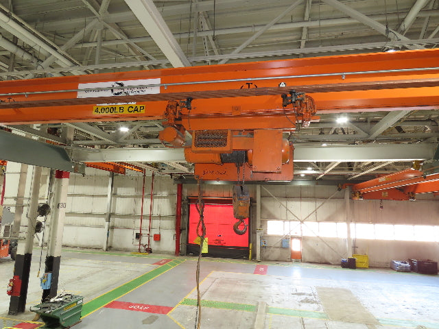 Cleveland Tramrail P&H 2 Ton Single Girder Underhung Bridge Crane 45' 10" Span