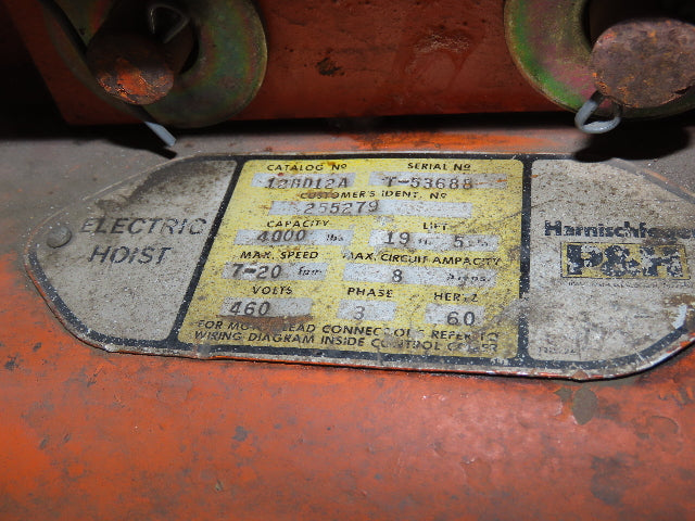 Cleveland Tramrail P&H 2 Ton Single Girder Underhung Bridge Crane 45' 10" Span