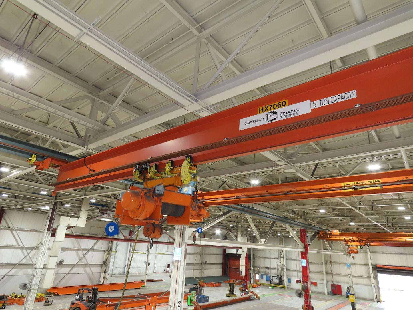 Cleveland Tramrail P&H 5 Ton Single Girder Underhung Bridge Crane 45' 10" Span