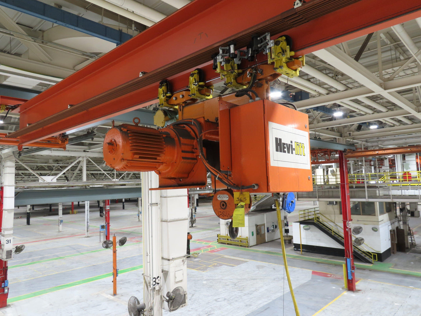Cleveland Tramrail P&H 5 Ton Single Girder Underhung Bridge Crane 45' 10" Span