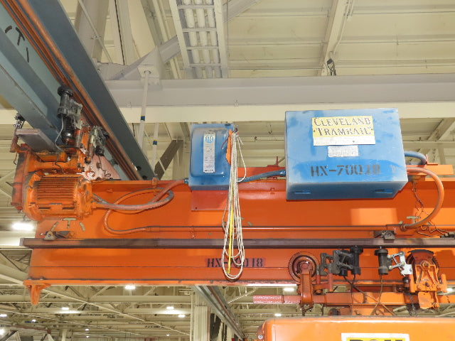 Cleveland Tramrail P&H 1 Ton Single Girder Underhung Bridge Crane 45' 10" Span