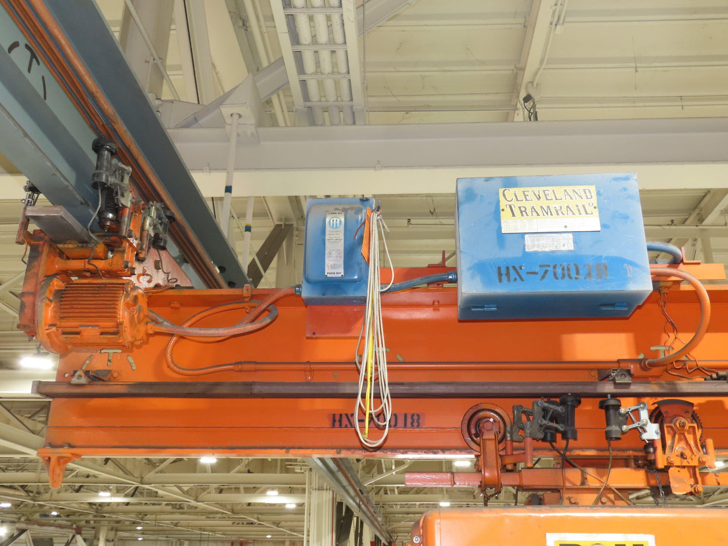 Cleveland Tramrail P&H 1 Ton Single Girder Underhung Bridge Crane 45' 10" Span