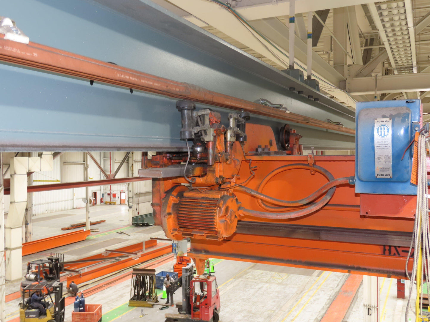 Cleveland Tramrail P&H 1 Ton Single Girder Underhung Bridge Crane 45' 10" Span