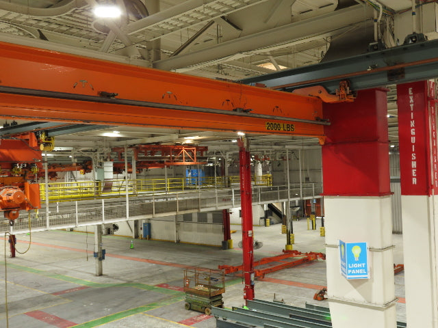 Cleveland Tramrail P&H 1 Ton Single Girder Underhung Bridge Crane 45' 10" Span