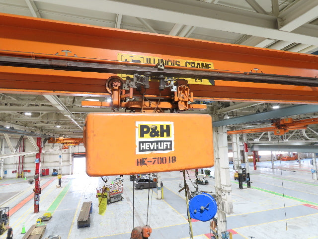 Cleveland Tramrail P&H 1 Ton Single Girder Underhung Bridge Crane 45' 10" Span