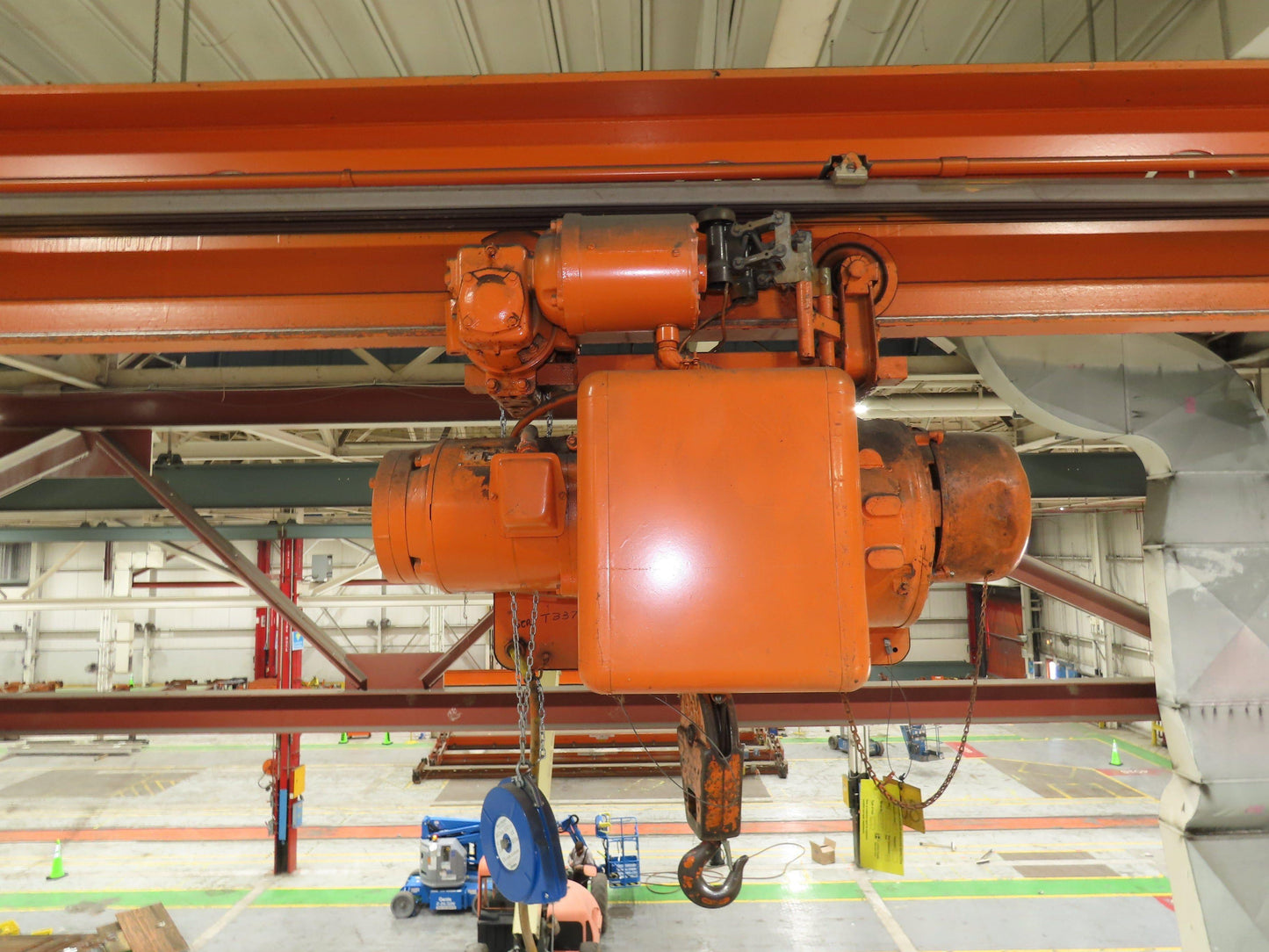 Cleveland Tramrail P&H 1 Ton Single Girder Underhung Bridge Crane 45' 10" Span