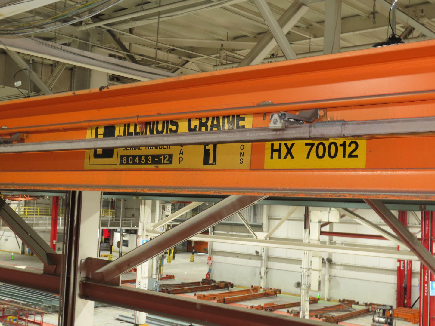Cleveland Tramrail P&H 1 Ton Single Girder Underhung Bridge Crane 45' 10" Span
