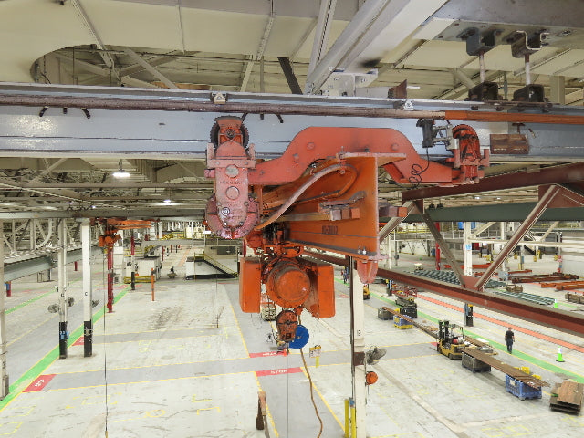 Cleveland Tramrail P&H 1 Ton Single Girder Underhung Bridge Crane 45' 10" Span