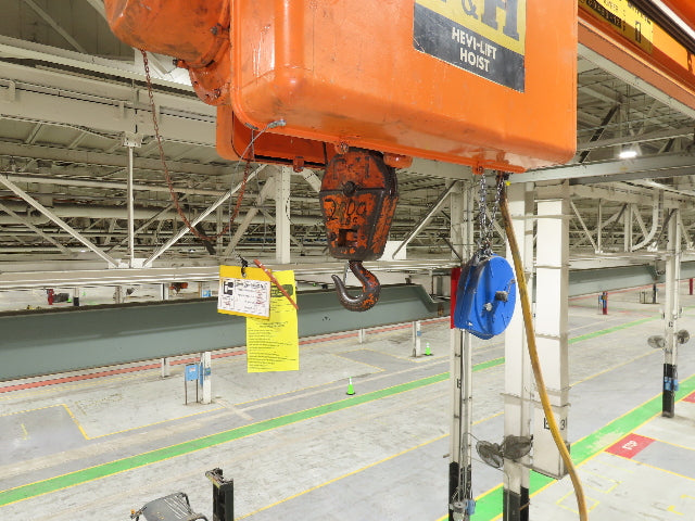 Cleveland Tramrail P&H 1 Ton Single Girder Underhung Bridge Crane 45' 10" Span