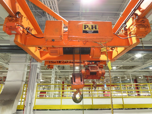 Cleveland Tramrail 7.5 Ton Double Girder Bridge Crane 18' 3" Span w/Remote