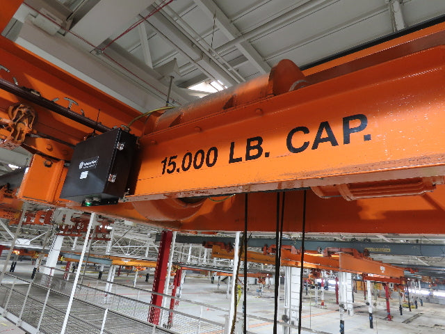 Cleveland Tramrail 7.5 Ton Double Girder Bridge Crane 18' 3" Span w/Remote